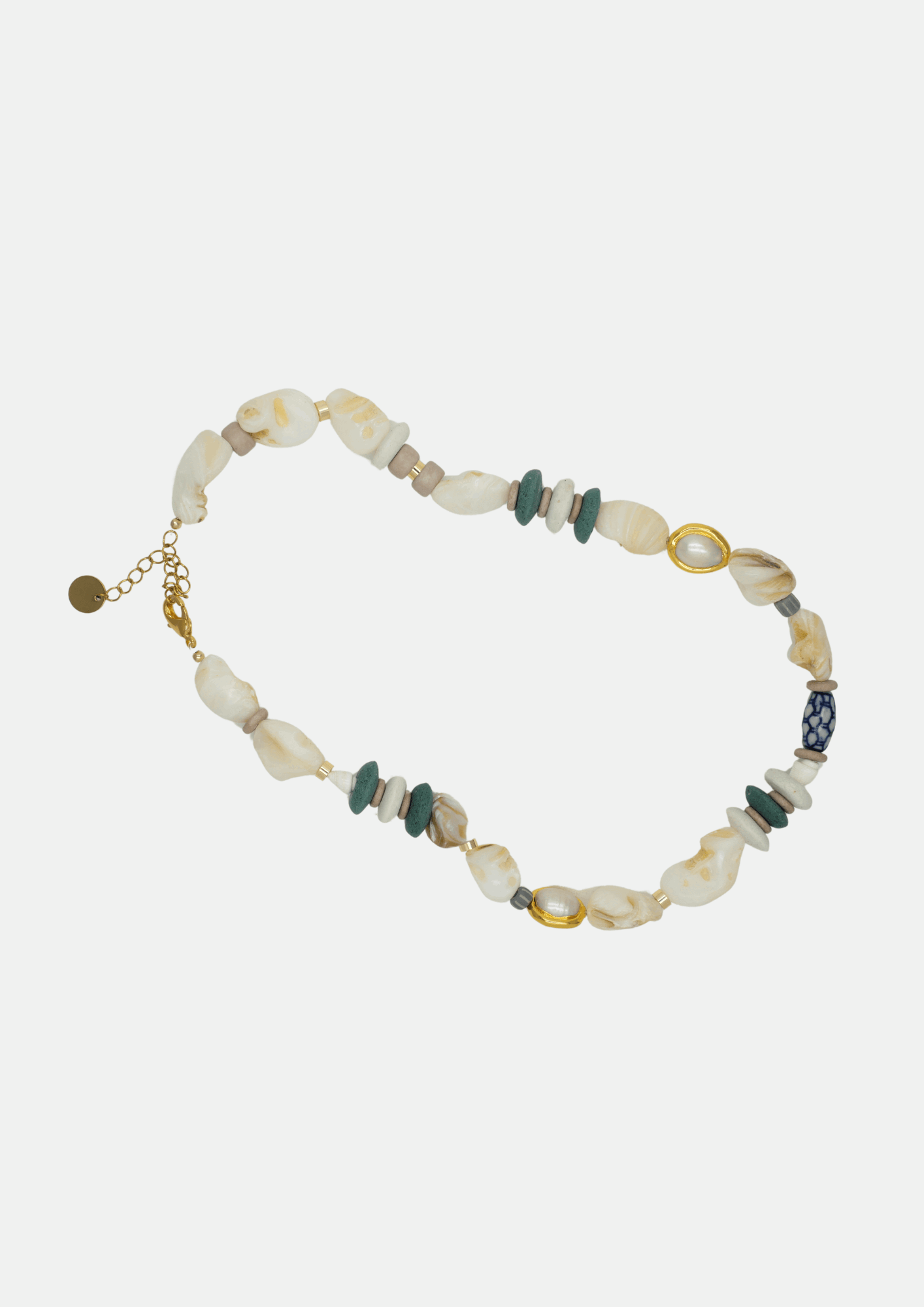 Collier Morgan – Bijou artisanal en or et matériaux naturels, 38 cm + 4 cm